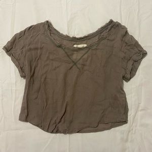 Brown boho crop top